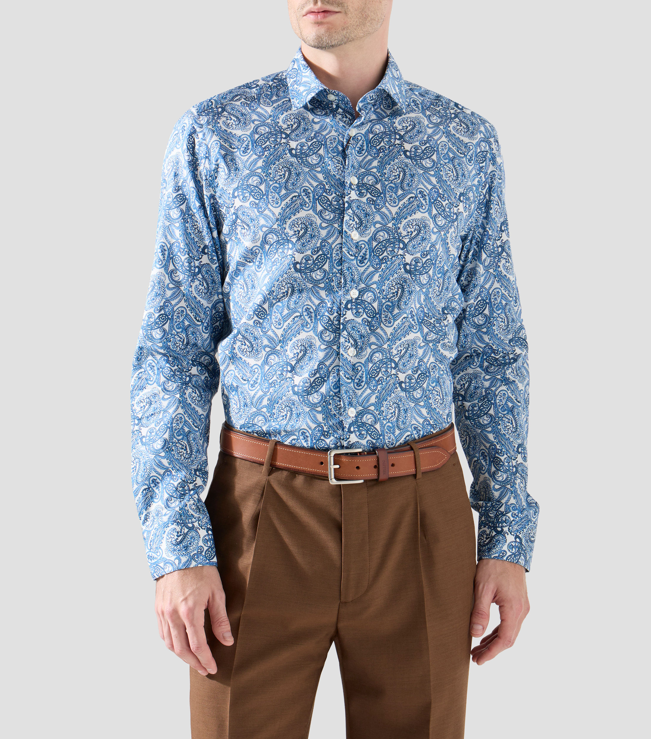 Camisa estampada manga larga Hombre